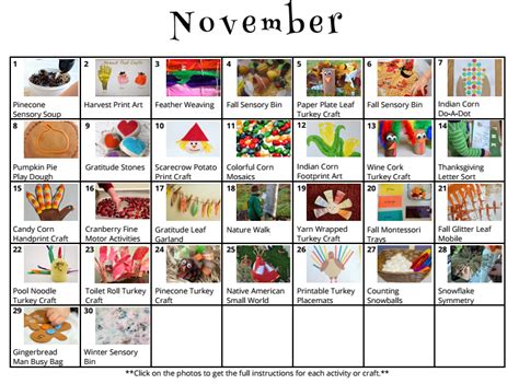 November Theme Calendar