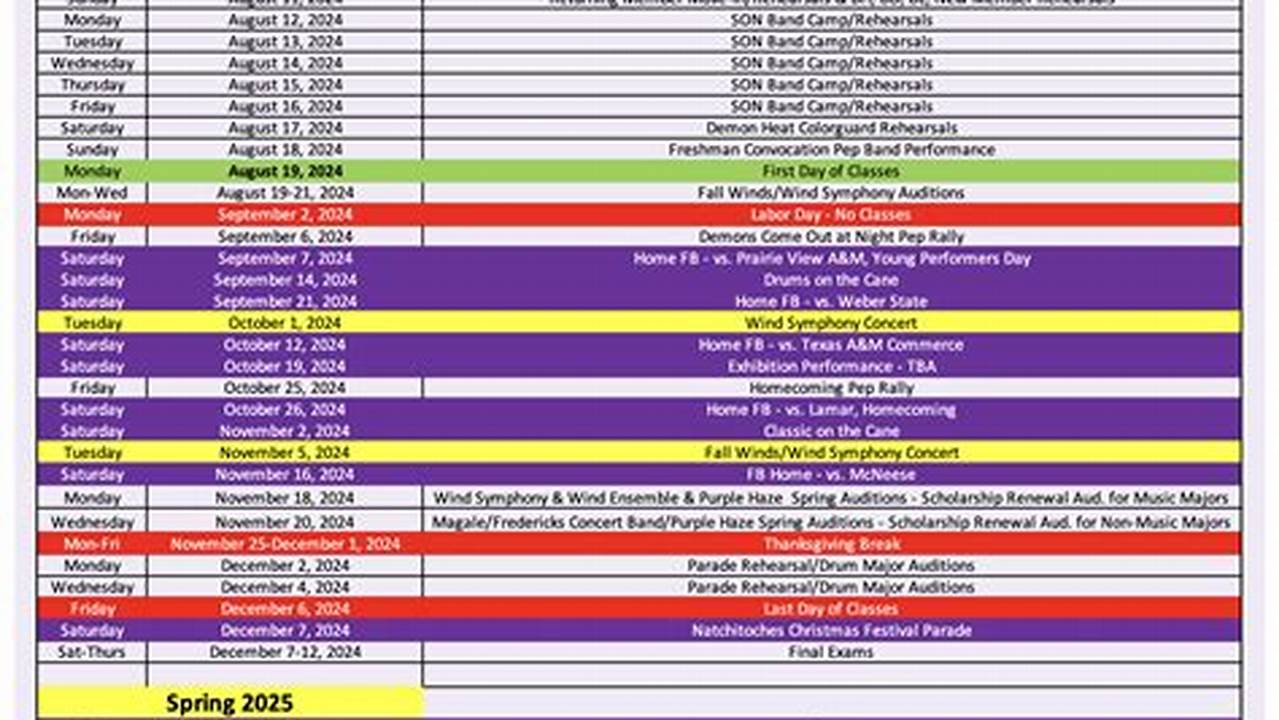 Nsula Calendar Spring 2025