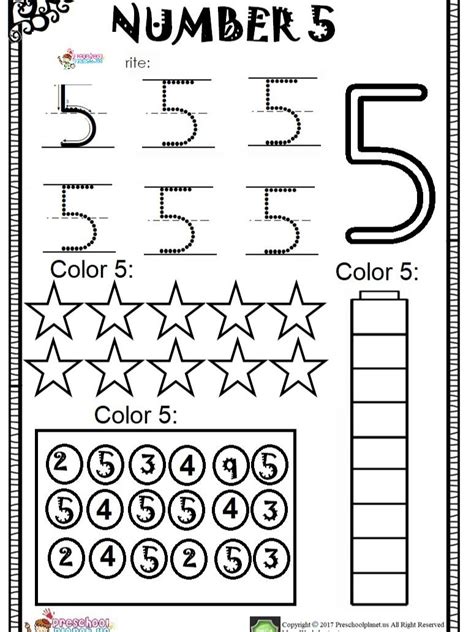 Number 5 Worksheet Printable