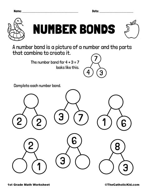 Number Bonds First Grade Worksheets