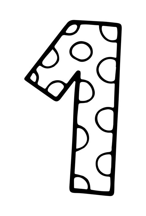 Pattern Number 1 coloring pages for kids, counting numbers printables