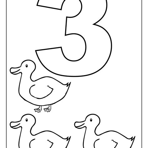Number 3 Coloring Pages Printable