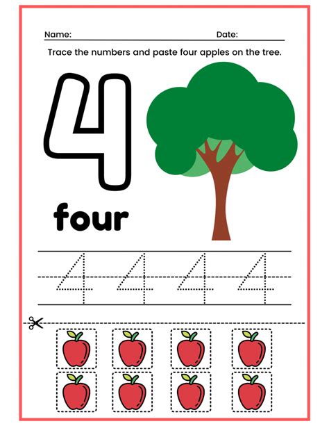 Number 4 Kindergarten Worksheets