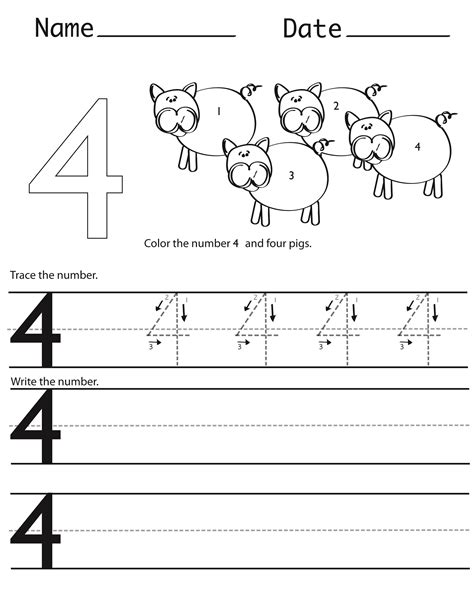 Number 4 Worksheet Kindergarten