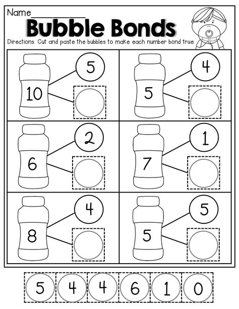 Number Bond Worksheets For Kindergarten