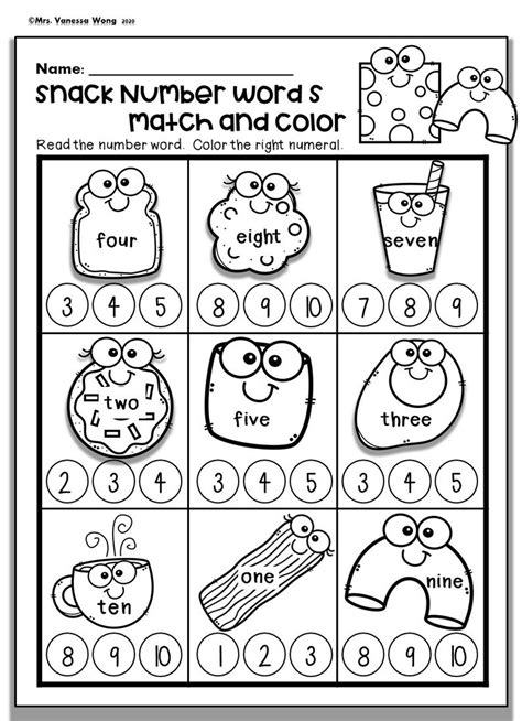 Number For Kindergarten Worksheets