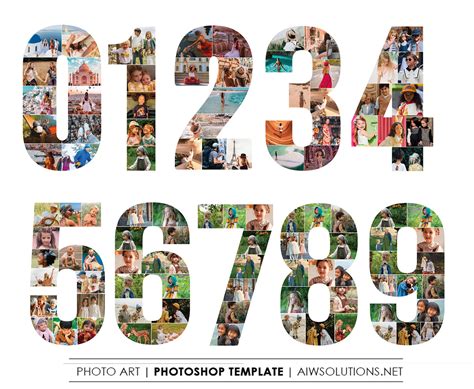 Number Photo Collage Template