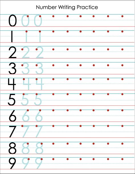 Number Writing Practice Worksheets