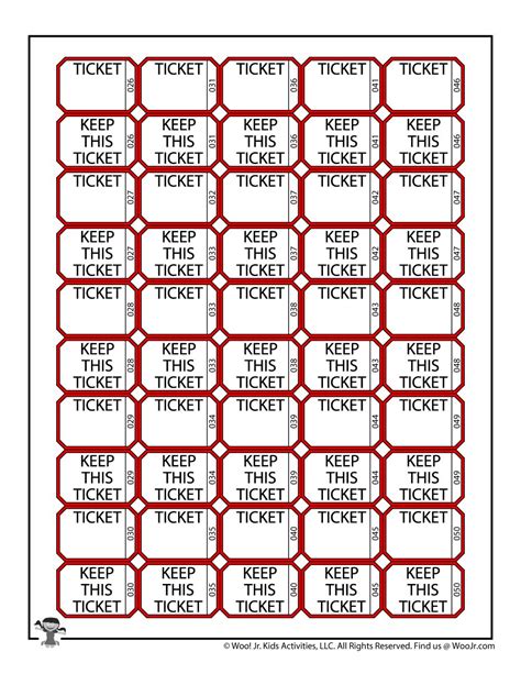 Numbered Tickets Printable
