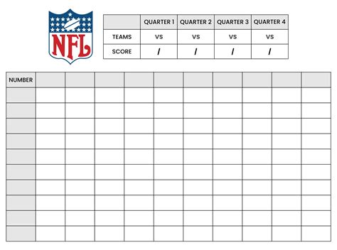 Numbered Super Bowl Squares Template