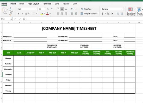 Numbers Timesheet Template in Word, Excel, Apple Pages, Numbers