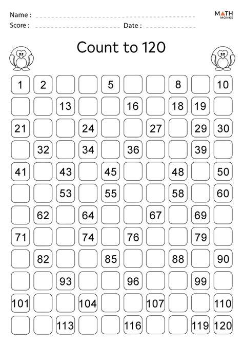 Numbers 120 Worksheet