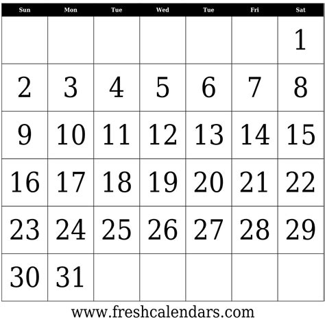 Numbers Calendar Template