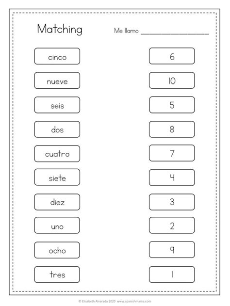 Numbers In Spanish Worksheet