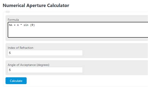 Numerical Aperture Calculator