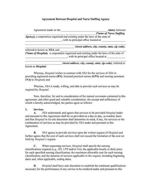 Nurse Staffing Agency Contract Template