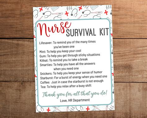 Nurse Survival Kit Printable