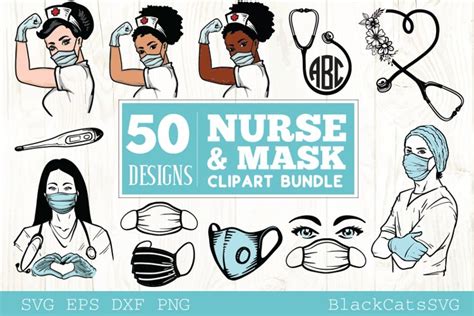 Download Nurse and Mask Bundle Cliparts Files
