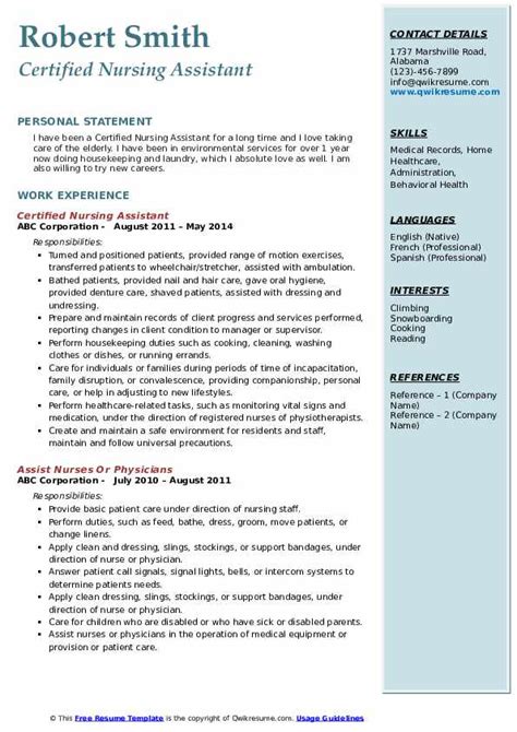 Nursing Assistant Resume