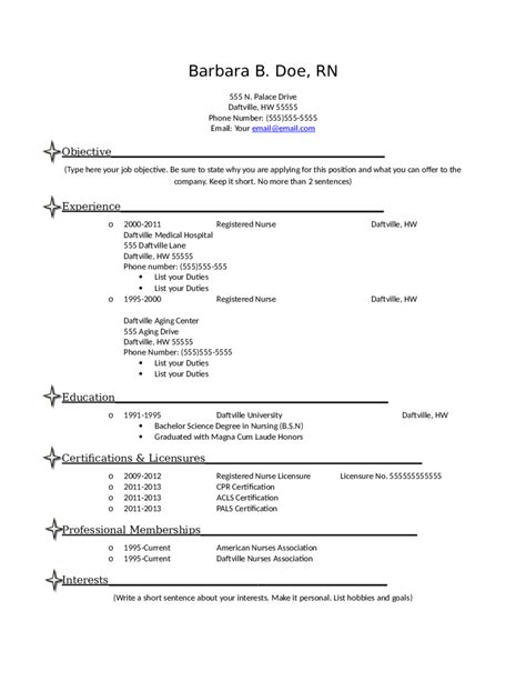 Nursing Resume Format Free Download Pdf