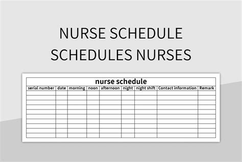 Nursing Schedule Templates