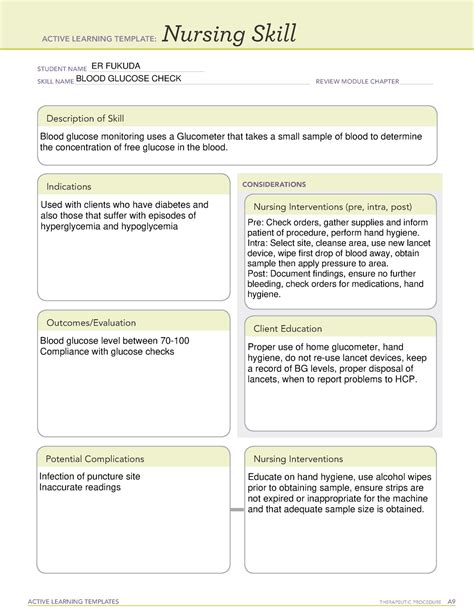 Nursing Skill Template