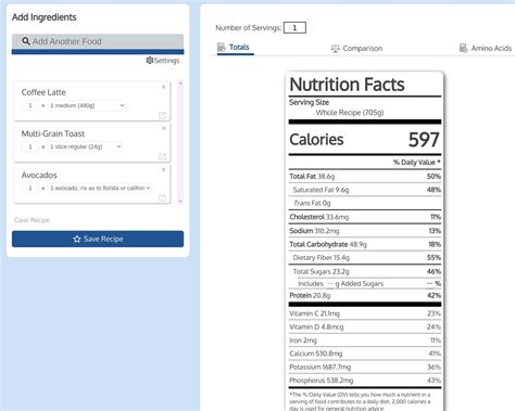 Nutrition Data Recipe Calculator
