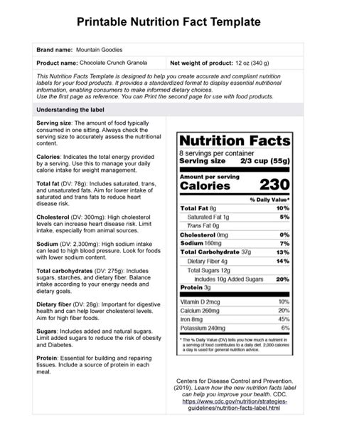 Download Nutrition Facts Template Commercial Use DXF Files