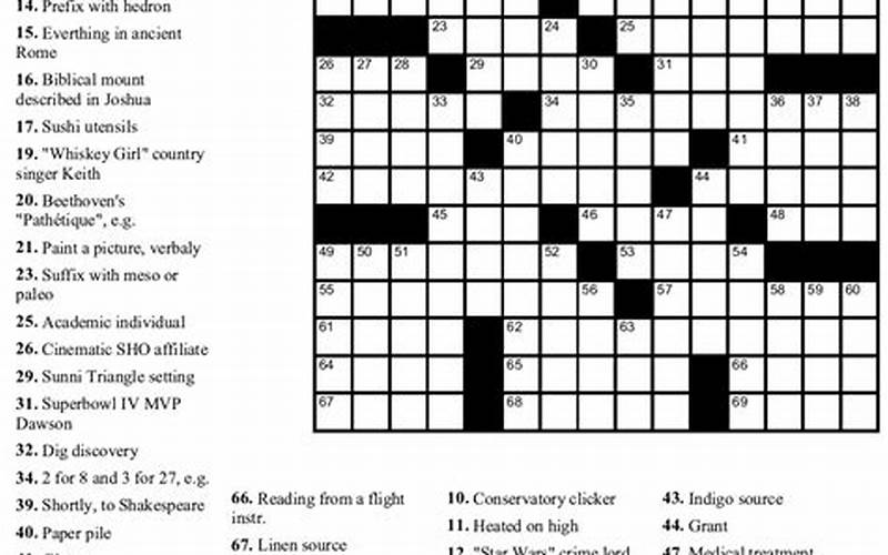 Ny Times Crossword Easy Clues