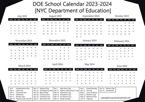 Nyc Dep Of Education Calendar