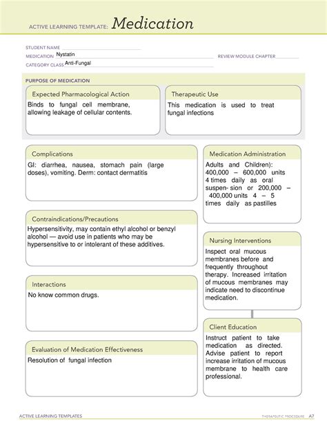 Nystatin Medication Template