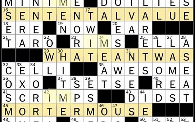 Nyt Crossword Puzzle Completed