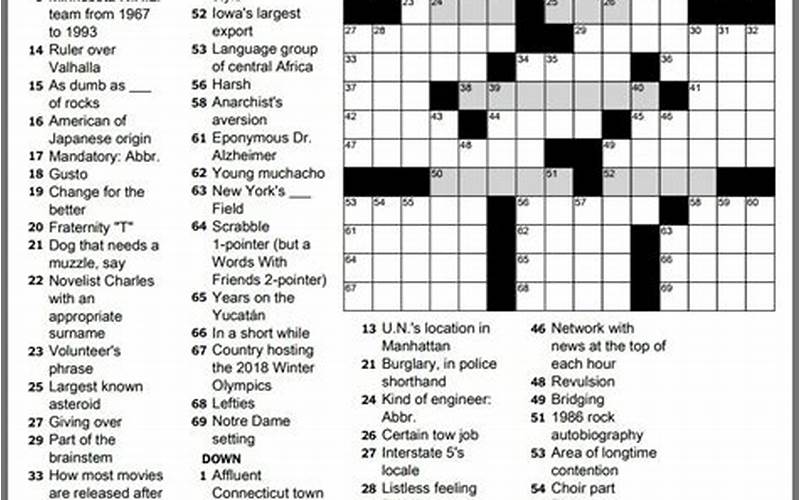 Nyt Crossword Puzzle Section