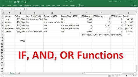 OR AND function Excel examples