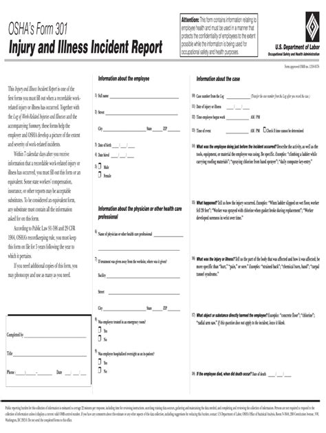 OSHA 301 Form