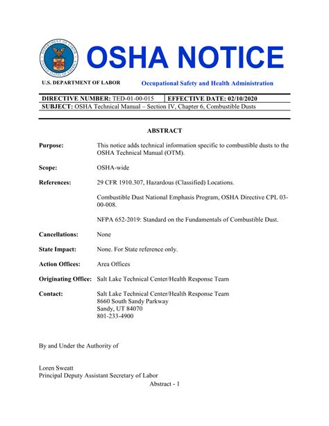 OSHA Technical Manual - Section IV, Chapter 6, Combustible Dusts