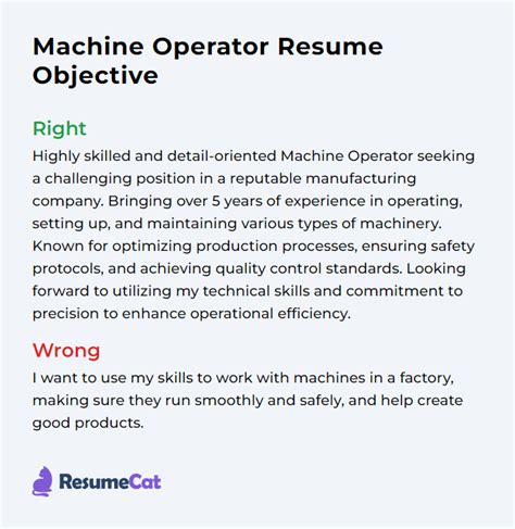 Objective For Resume For Machine Operator