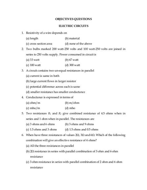 Objective Questions in Wiring Diagram Topics