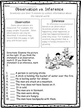 Observation and Inference Worksheet Answer Key