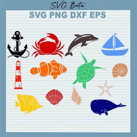 Ocean Animals Bundle, SVG Files, DXF Files, Cuttable Files