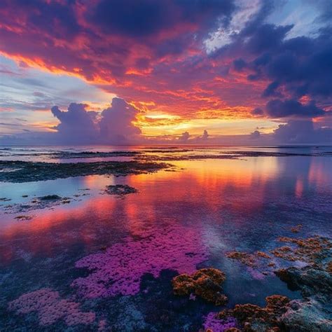 Ocean sunset reflections