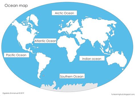 Oceans Labeled On A Map