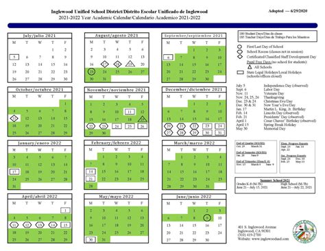 Oceanside District Calendar