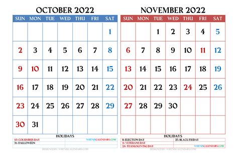 Oct And Nov Calendar