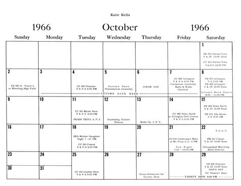 Oct 1966 Calendar