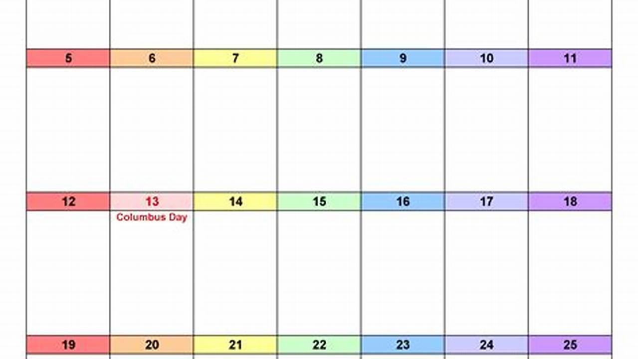 October Calendar Excel 2025