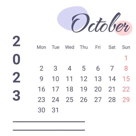 October Calendar Png
