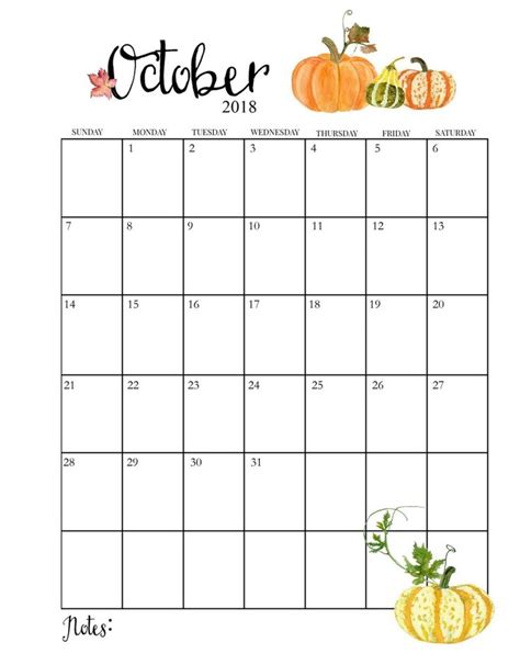 October Calendar Print