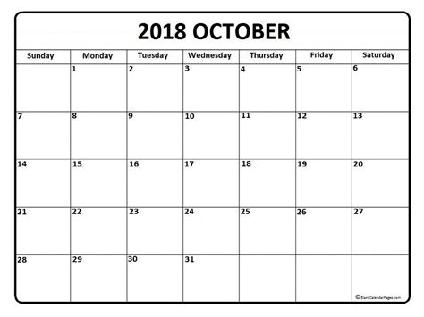 October Monthly Calendar To Print