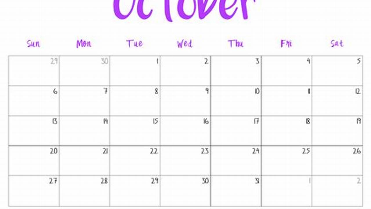 October Pdf Calendar